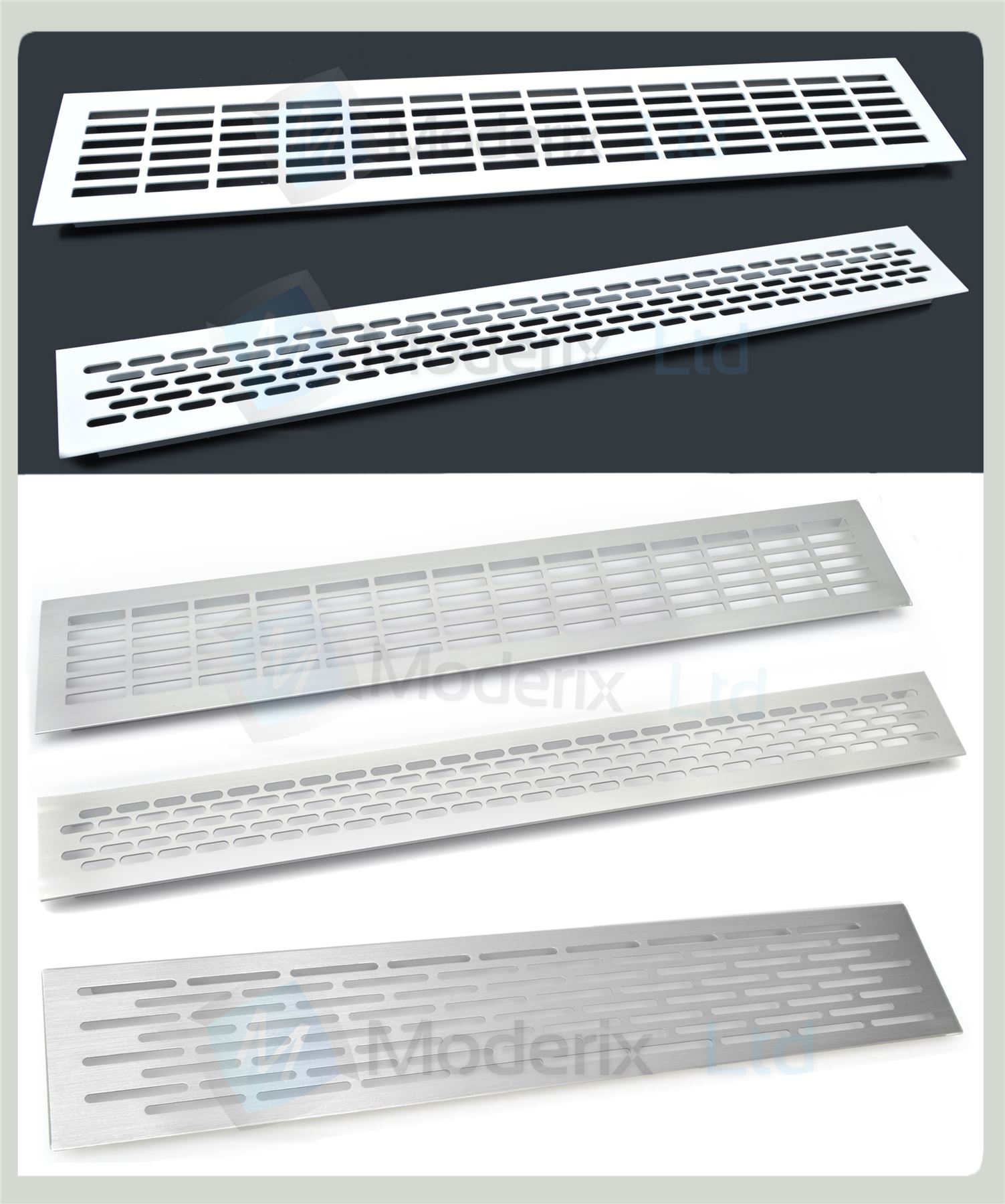 Aluminium, White, Brushed Chrome Vent Grill Kitchen Plinth Worktop Heat