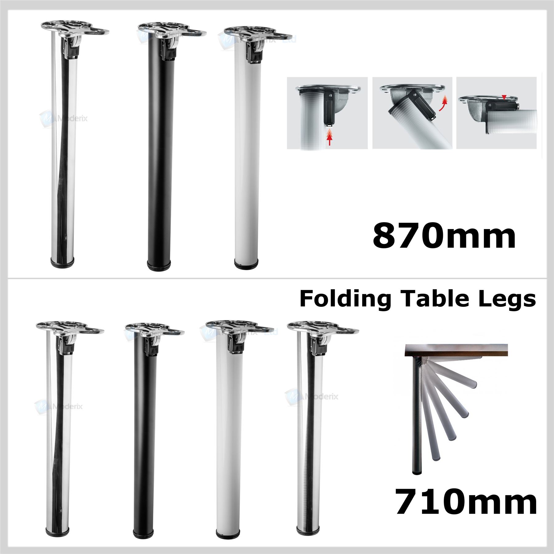 870mm 710mm Folding Breakfast Bar Worktop Support Table Leg 50mm Diameter