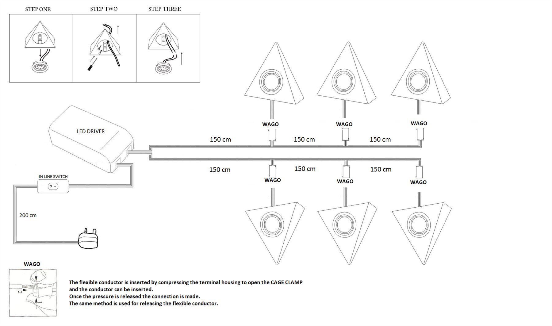 Led Triangle With Switch Satin Kitchen Under Cabinet Light Set Kit Led Triangle With Switch Satin Kitchen Under Cabinet