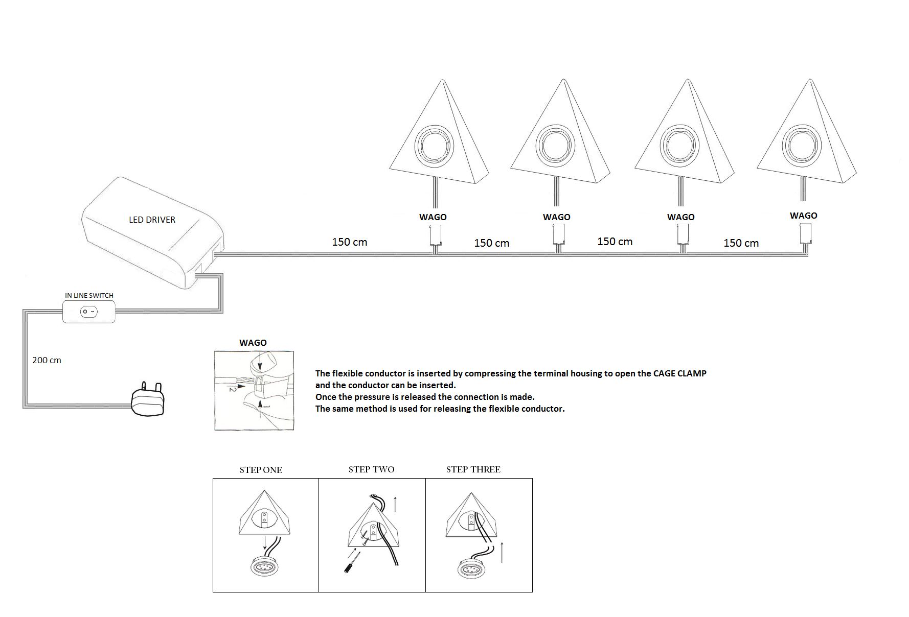 Led Triangle With Switch Satin Kitchen Under Cabinet Light Set Kit Led Triangle With Switch Satin Kitchen Under Cabinet