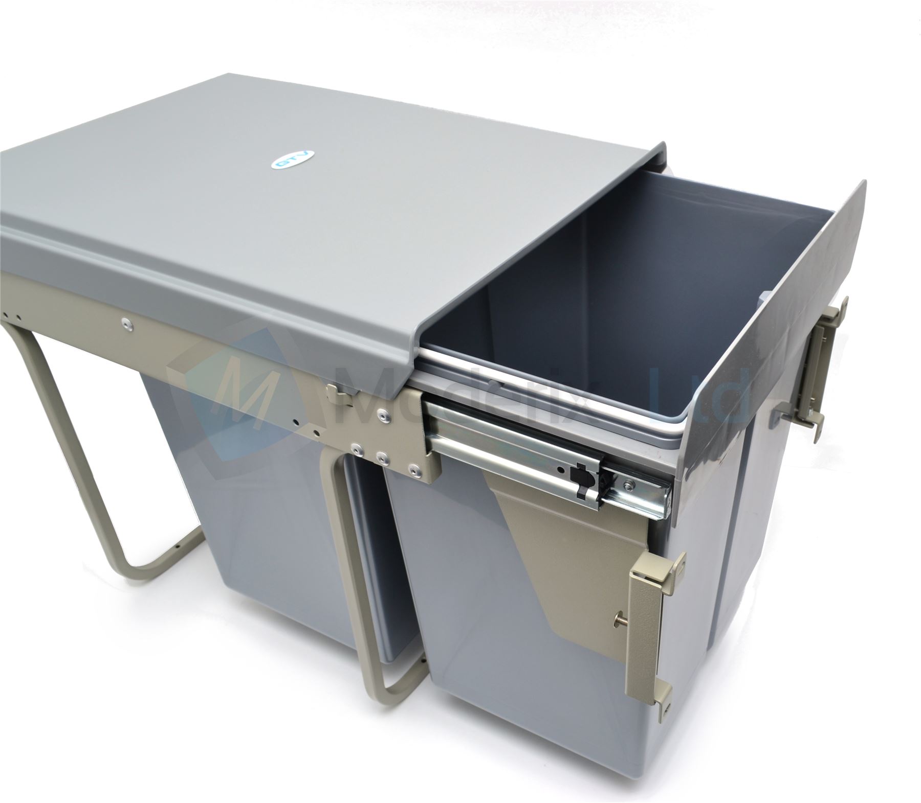 Kitchen Pull Out Plastic Recycling Bin, Waste Bin Full Extension, Soft