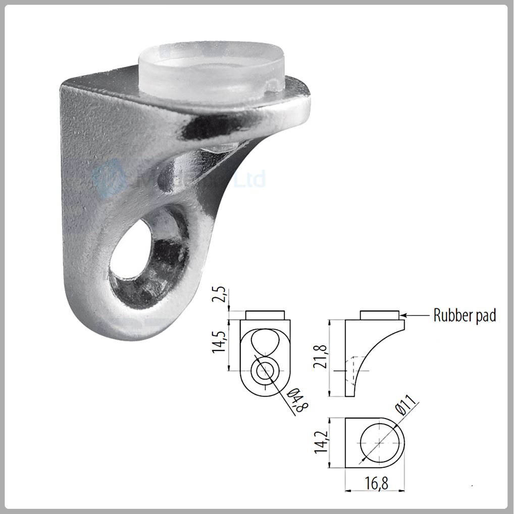 Small Shelf Bracket Glass Wood Shelf Support with rubber pad AA Packs