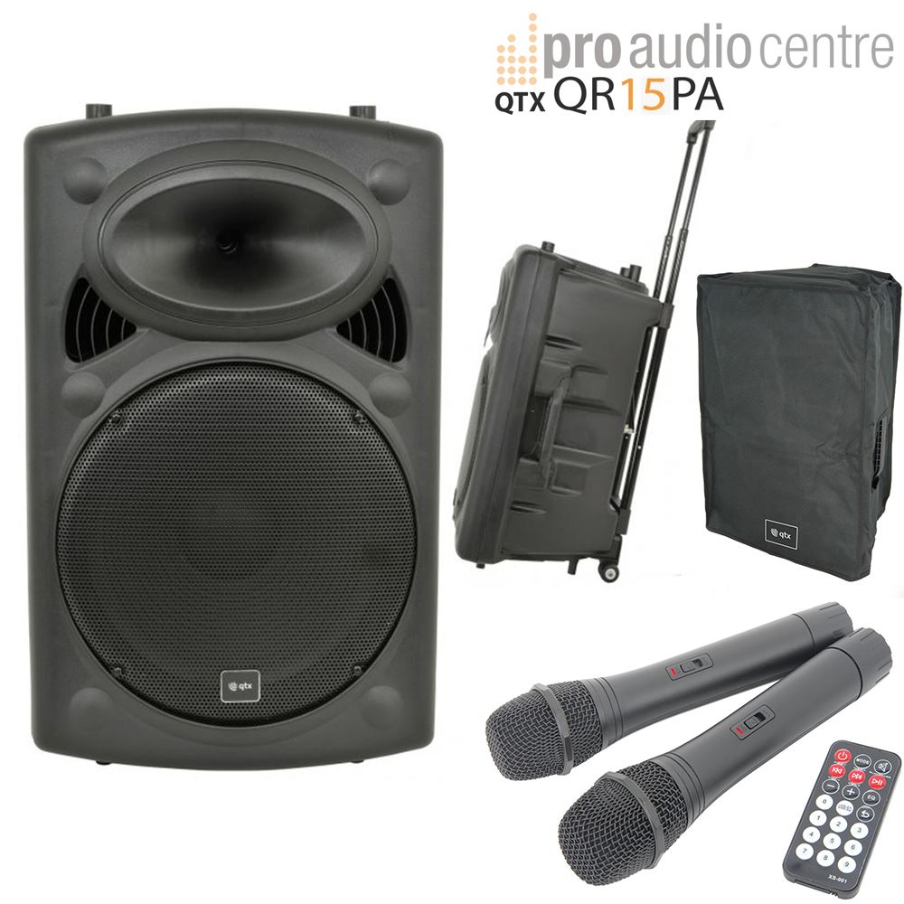 QR15PA Portable Battery Powered PA System Wireless Microphones