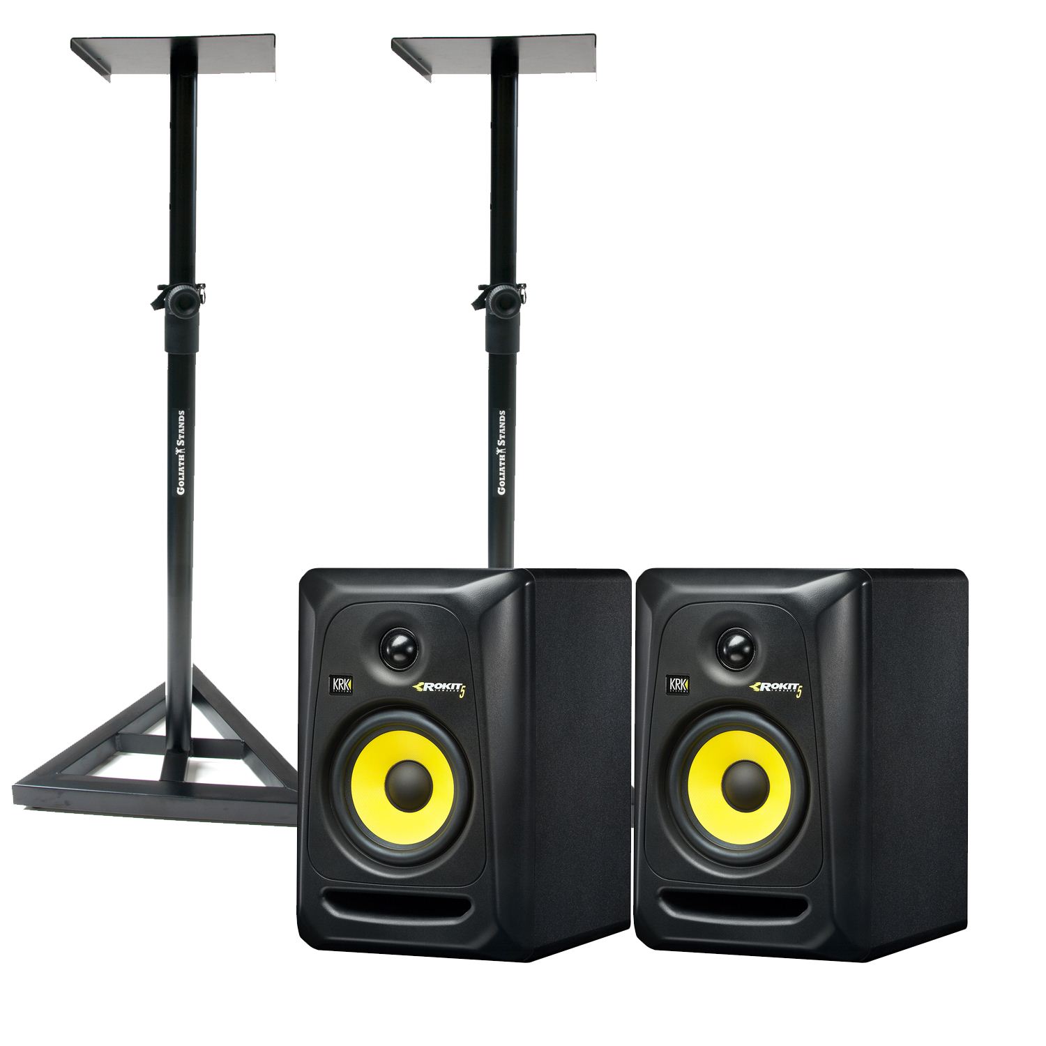 KRK Systems RP5 Rokit 5 G3 Studio Monitors With Goliath SSSM01 Monitor