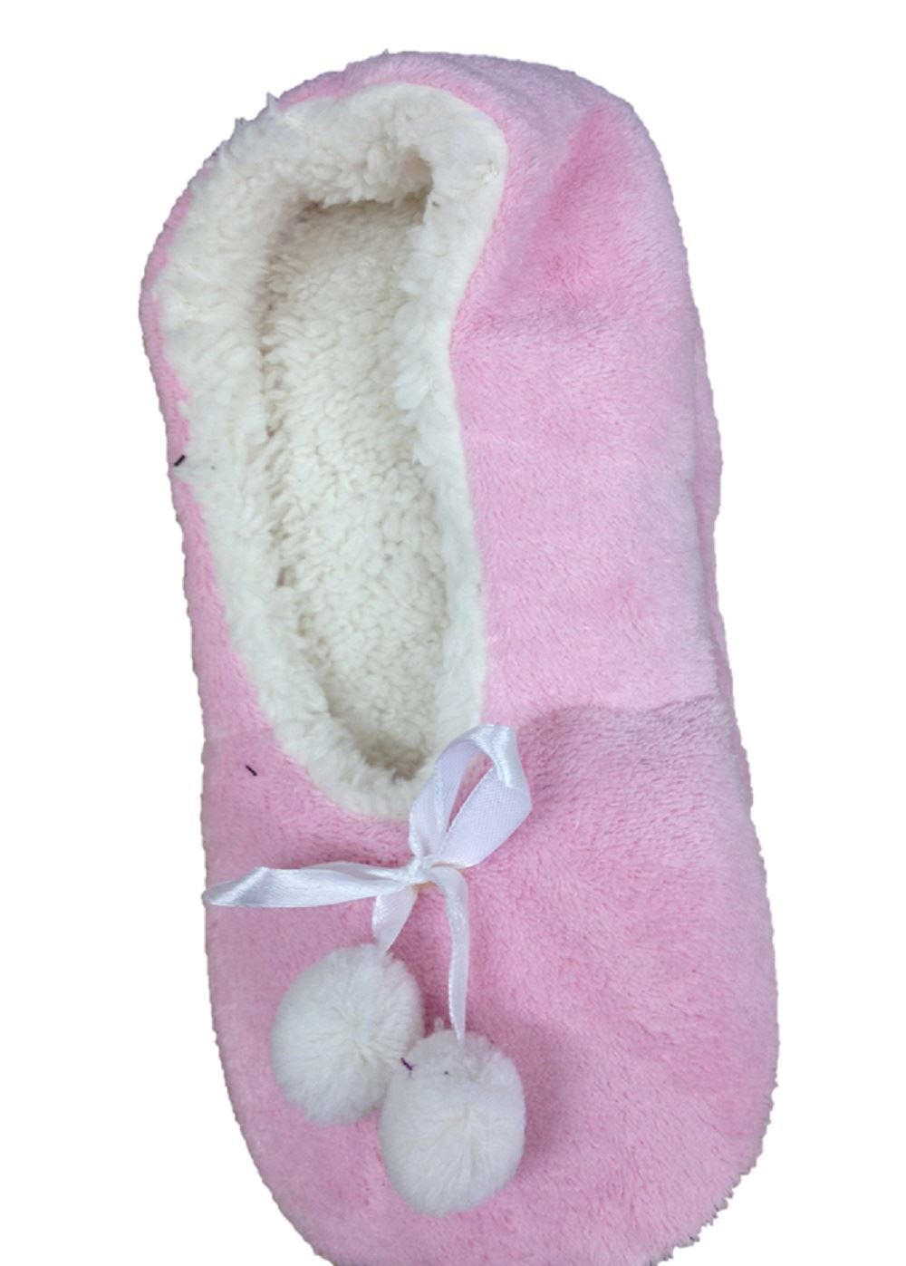 Ladies Tootsies Ballet Slippers Soft Fleece Footsie Socks With Rubber