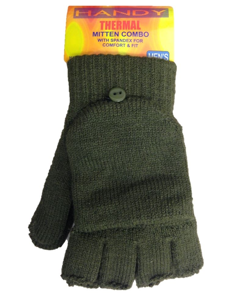 Mens & Ladies Fingerless Mittens Gloves Combo by Handy Winter Warm eBay