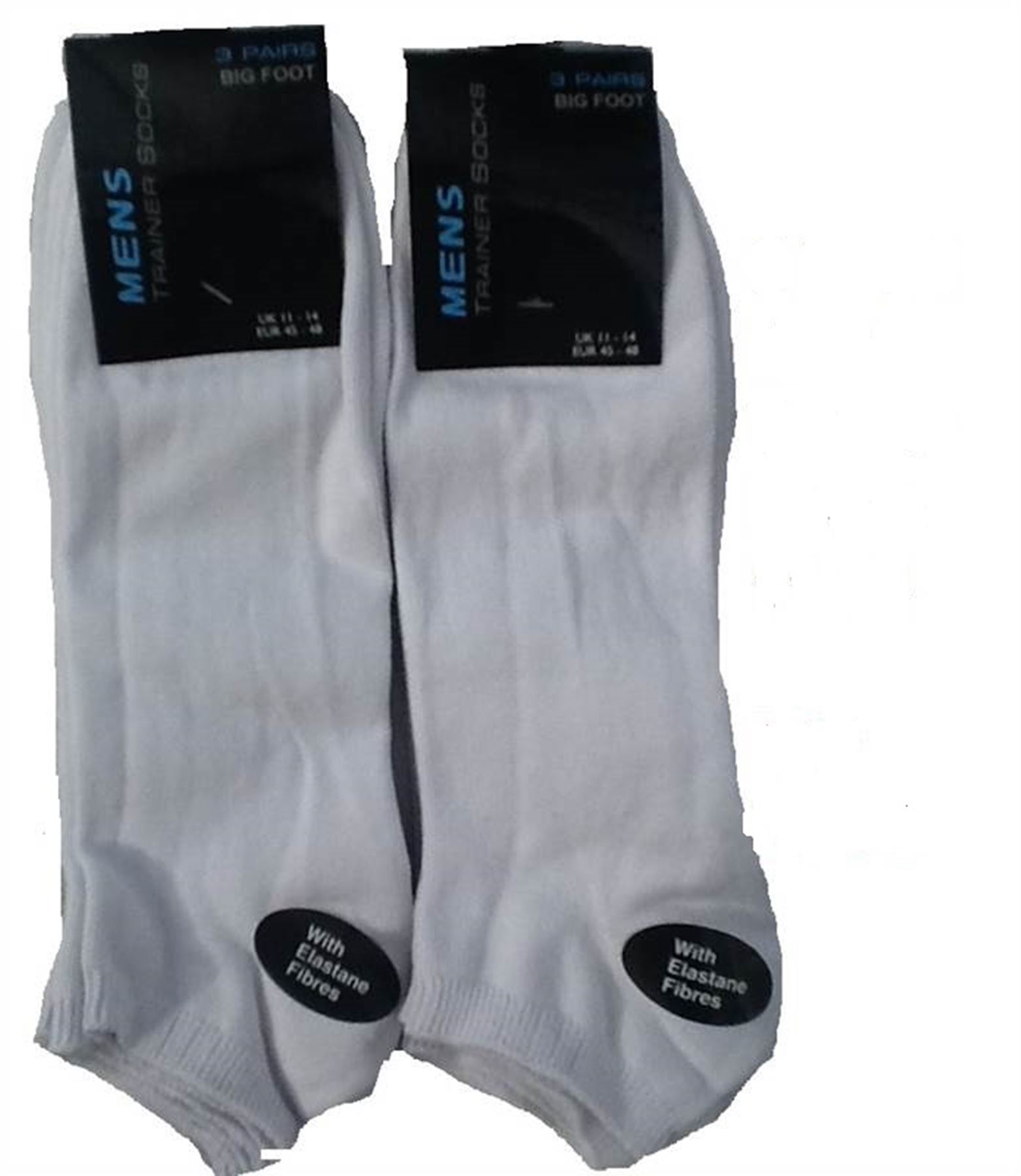 6 Pairs Mens Cotton Trainer Sport Liner Socks Size 1114 Big Foot Black
