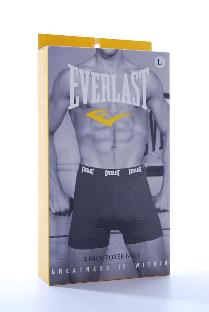 3 Pairs Mens Everlast Underwear Boxer Shorts Briefs Cotton Rich White