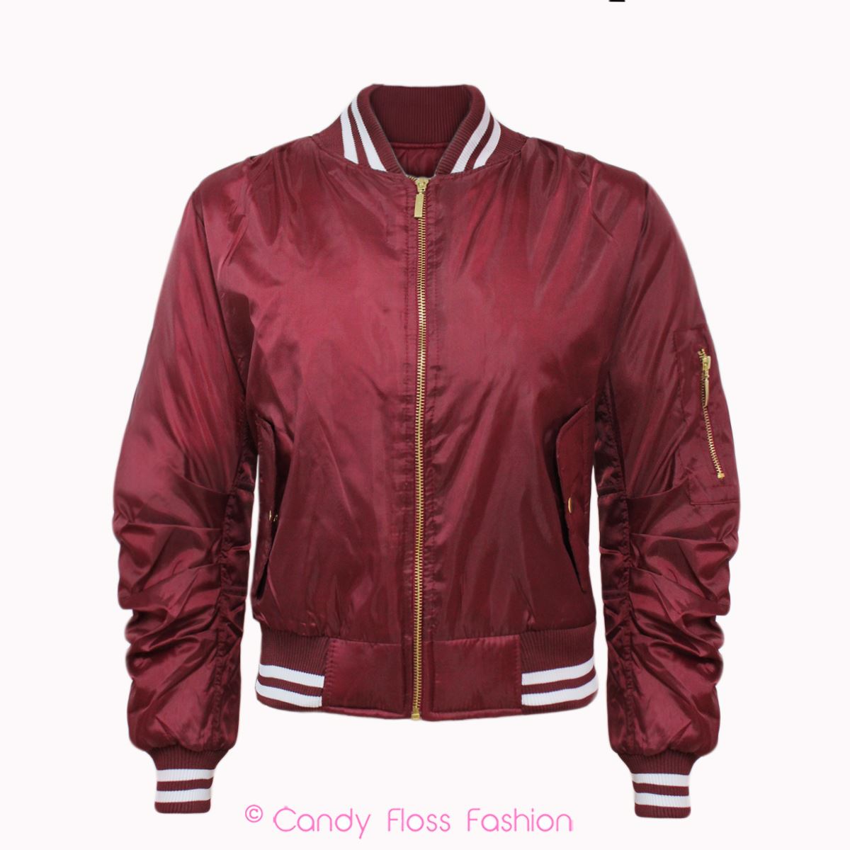 Ladies MA1 Satin Velvet Badge Retro Military Vintage Bomber Harrington