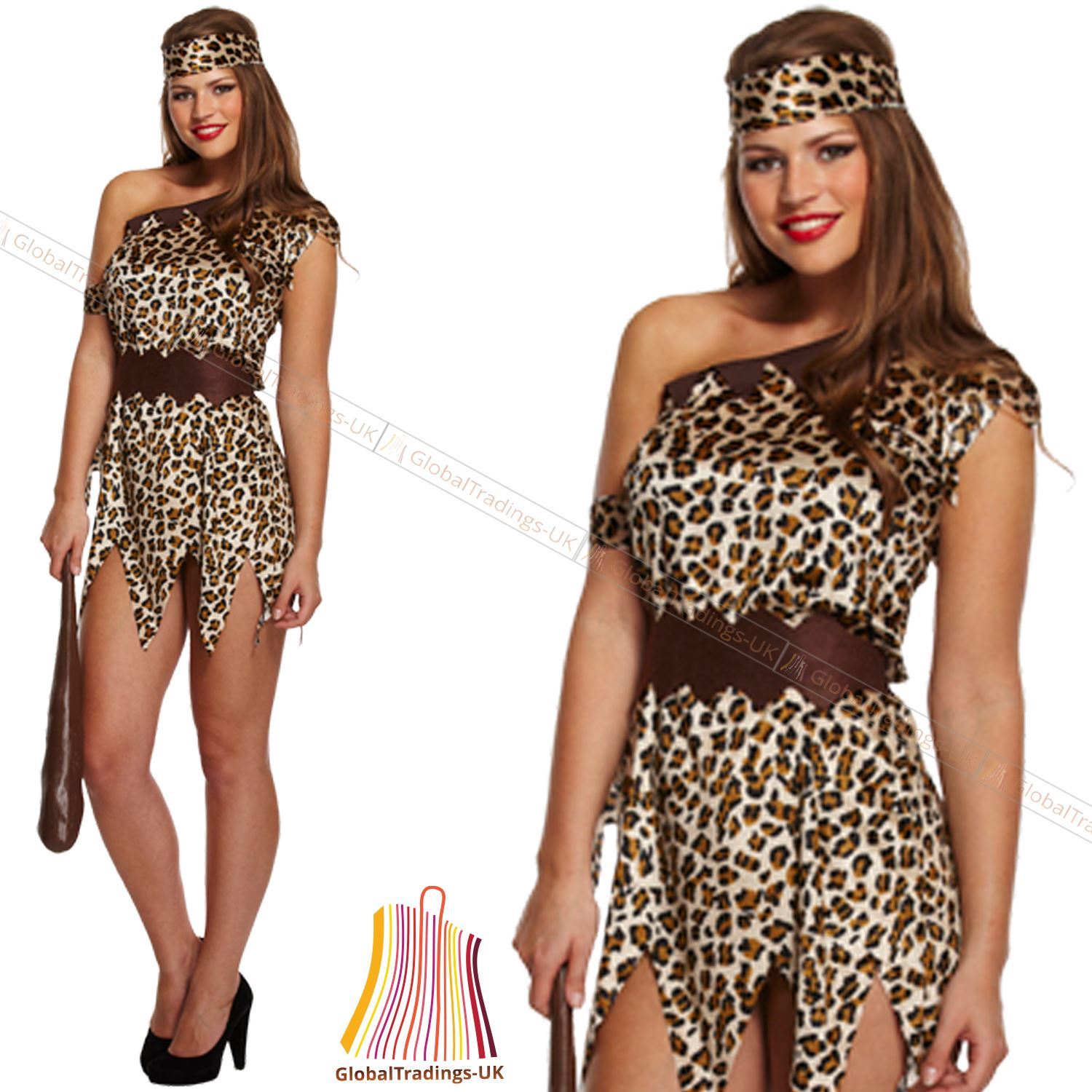 NEW LADIES CAVE WOMEN JUNGLE GIRL FANCY DRESS HEN NIGHT PARTY COSTUME