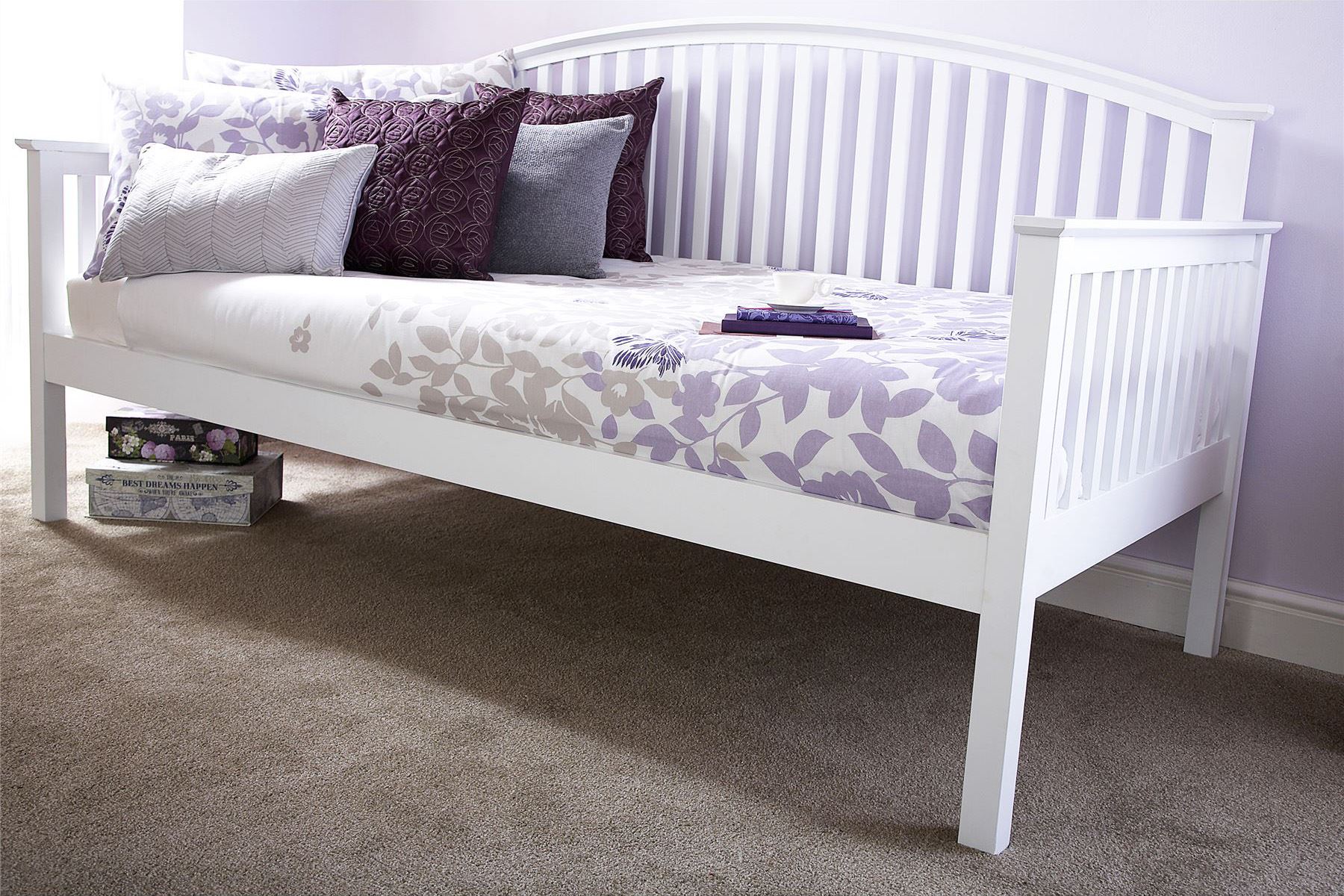 MADRID WOODEN 3FT SINGLE DAY BED FRAME & TRUNDLE GUEST BEDSTEAD OAK & WHITE eBay