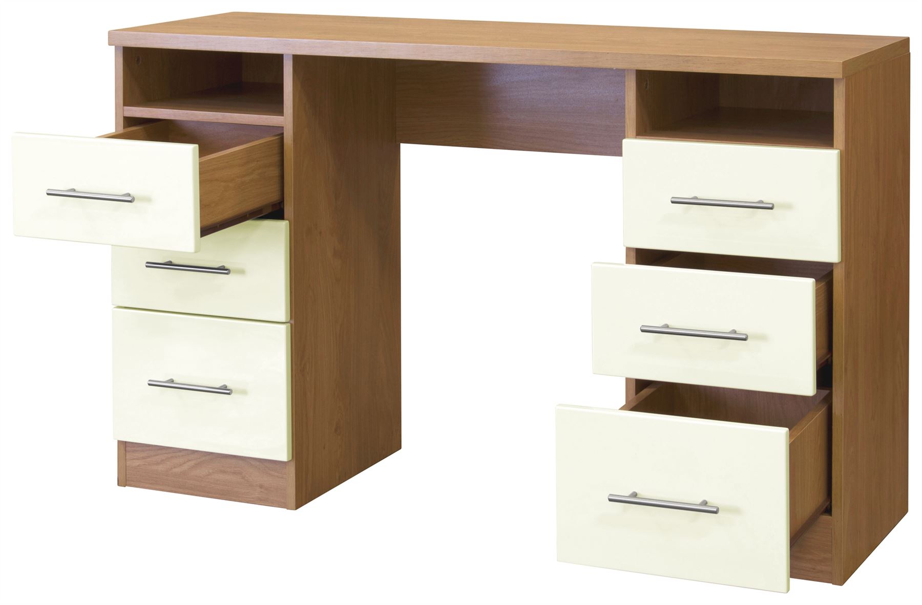 KESWICK HIGH GLOSS CREAM & OAK BEDSIDE CHEST DRESSING TABLE DRAWER WARDROBE eBay