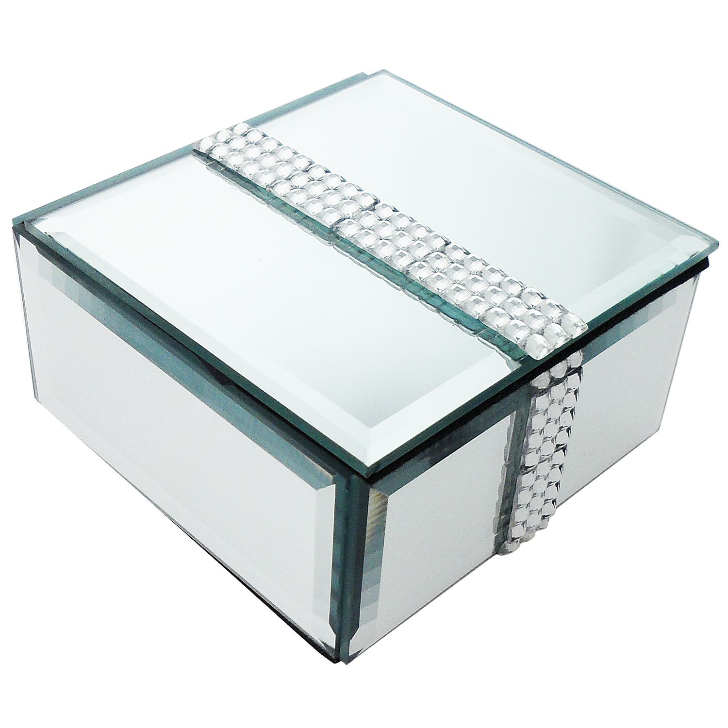 BLACK GLASS MIRROR JEWELLERY BOXES GIFT BOX HINGED LID DRAWER BLING