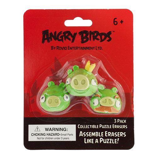 ANGRY BIRDS ASSEMBLE ERASERS FUN NOVELTY PUZZLE ERASER 3 PACK