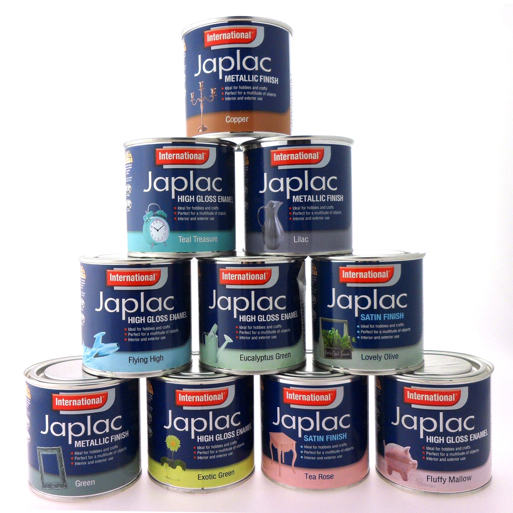 INTERNATIONAL JAPLAC HIGH GLOSS ENAMEL SATIN METALLIC PAINT 250ml CRAFTS HOBBY eBay