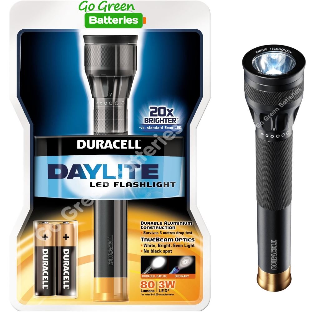 Duracell daylite led torch with 2 aa batteries 12v, streamlight strion