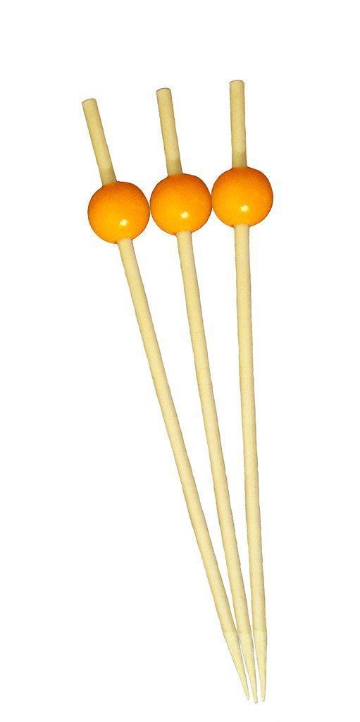 100 Cocktail Sticks Wooden Toothpicks Buffet Party Supplies Orange Ball