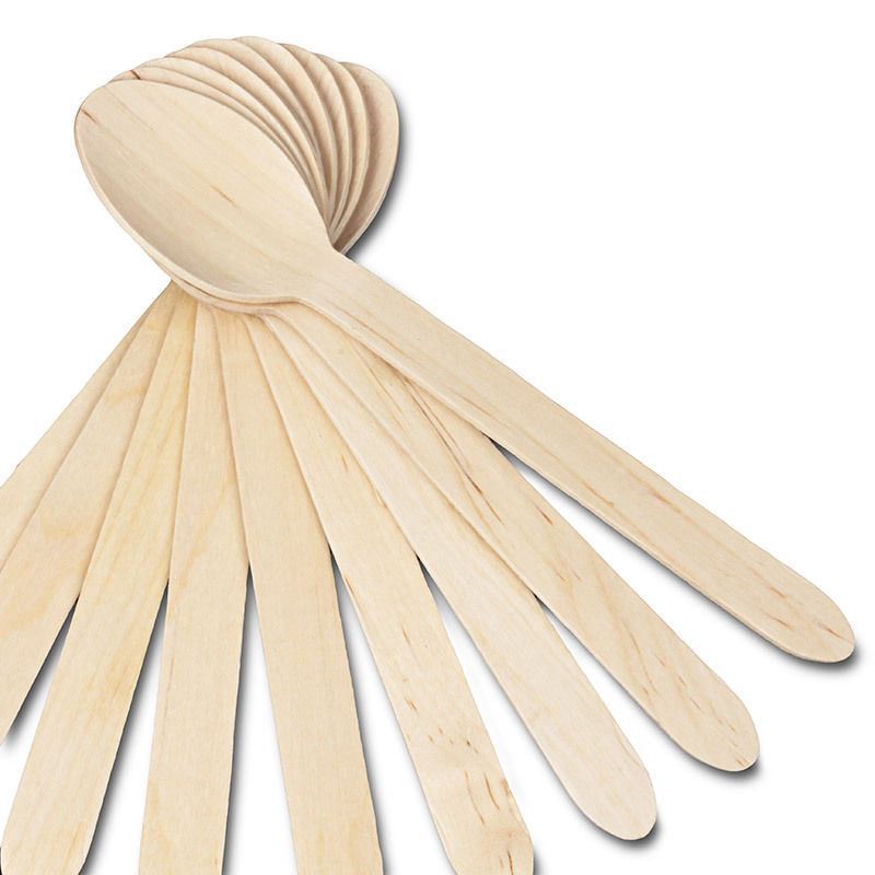 Wooden Disposable Teaspoons 11 cm Pack of 100 Party Tableware