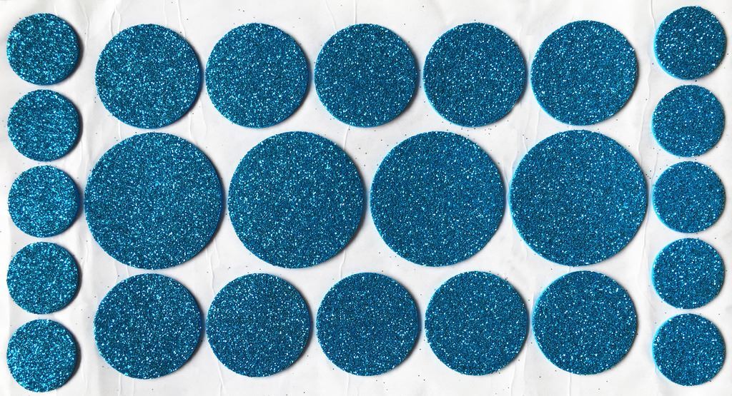 KRAFTZ® 24 Pc Glitter Foam Eva Circle Sticker Self Adhesive Kids Art