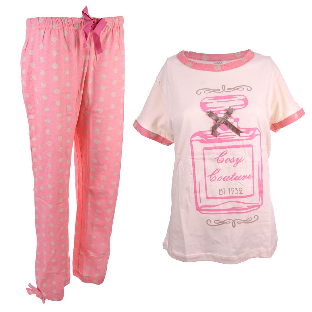 NEW LADIES FUNKY RETRO SPOTS DESIGN PYJAMA SLEEPWEAR NIGHTWEAR LOUNGE