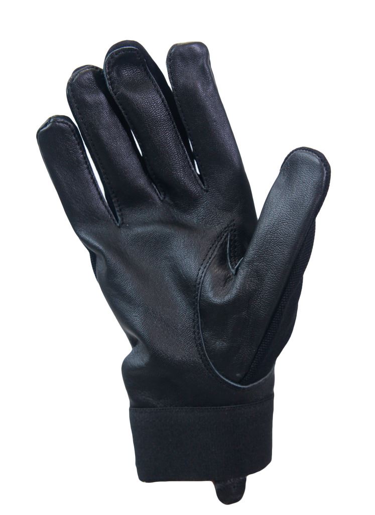G126 BLACK FITTED DRIVING SMART LEATHER GLOVE BREATHABLE AIR MESH NY
