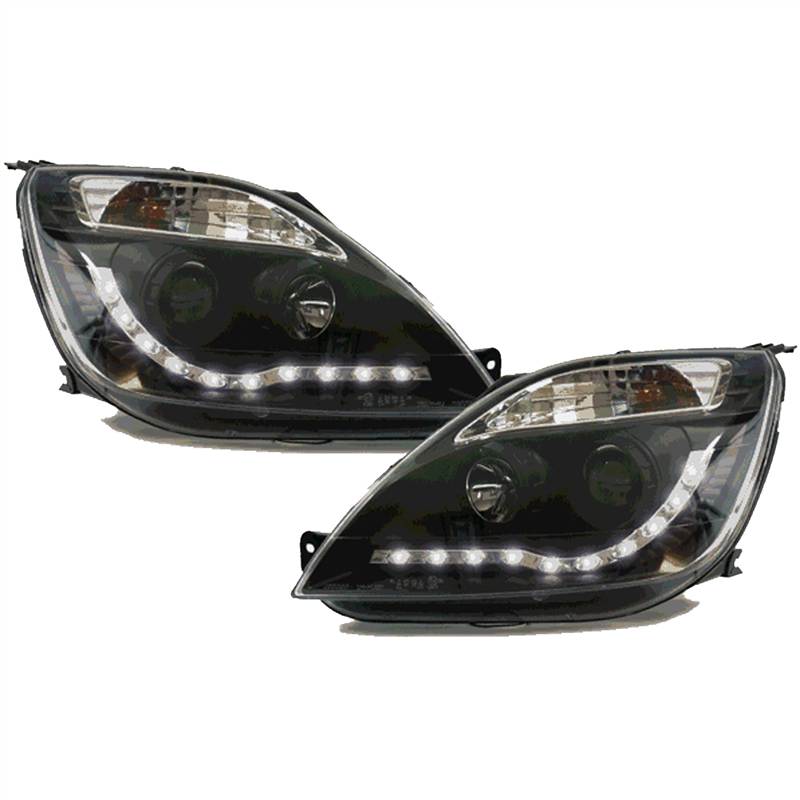 FORD FIESTA MK6 200210/2005 BLACK DRL HEADLIGHTS PAIR eBay