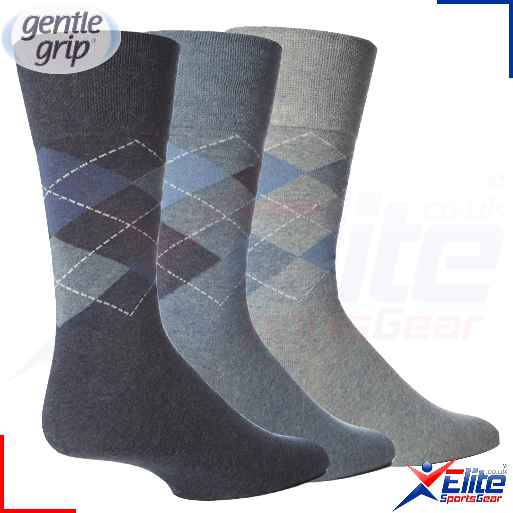 Mens Gentle Grip Socks Everyday Non Elastic Cotton Top Diabetic 3/6/9