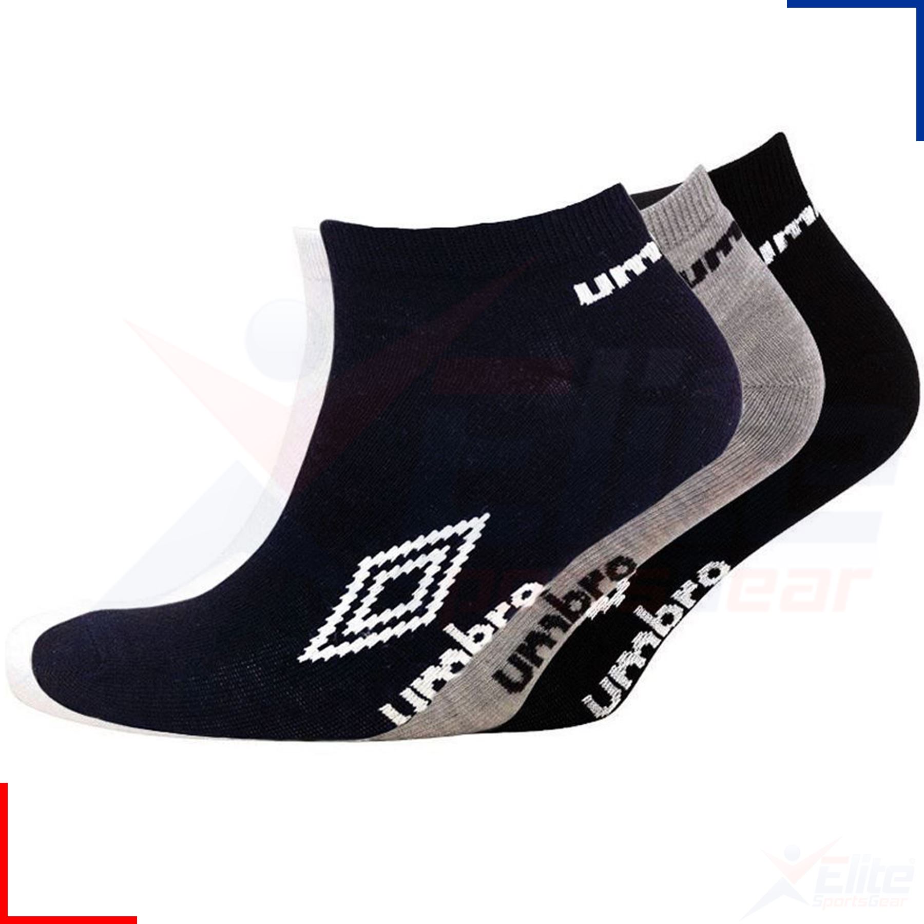 UMBRO Men's Trainer Liner Sport Socks White Black 3, 6, 9, 12 Pairs