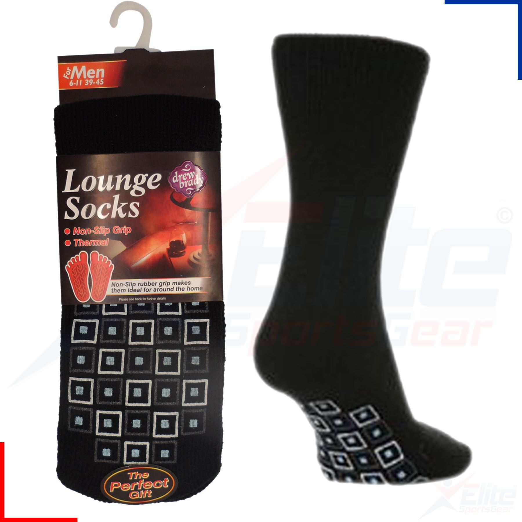 Mens Lounge Socks Thick Non Slip Rubber Grip Thermal Fleece Bed