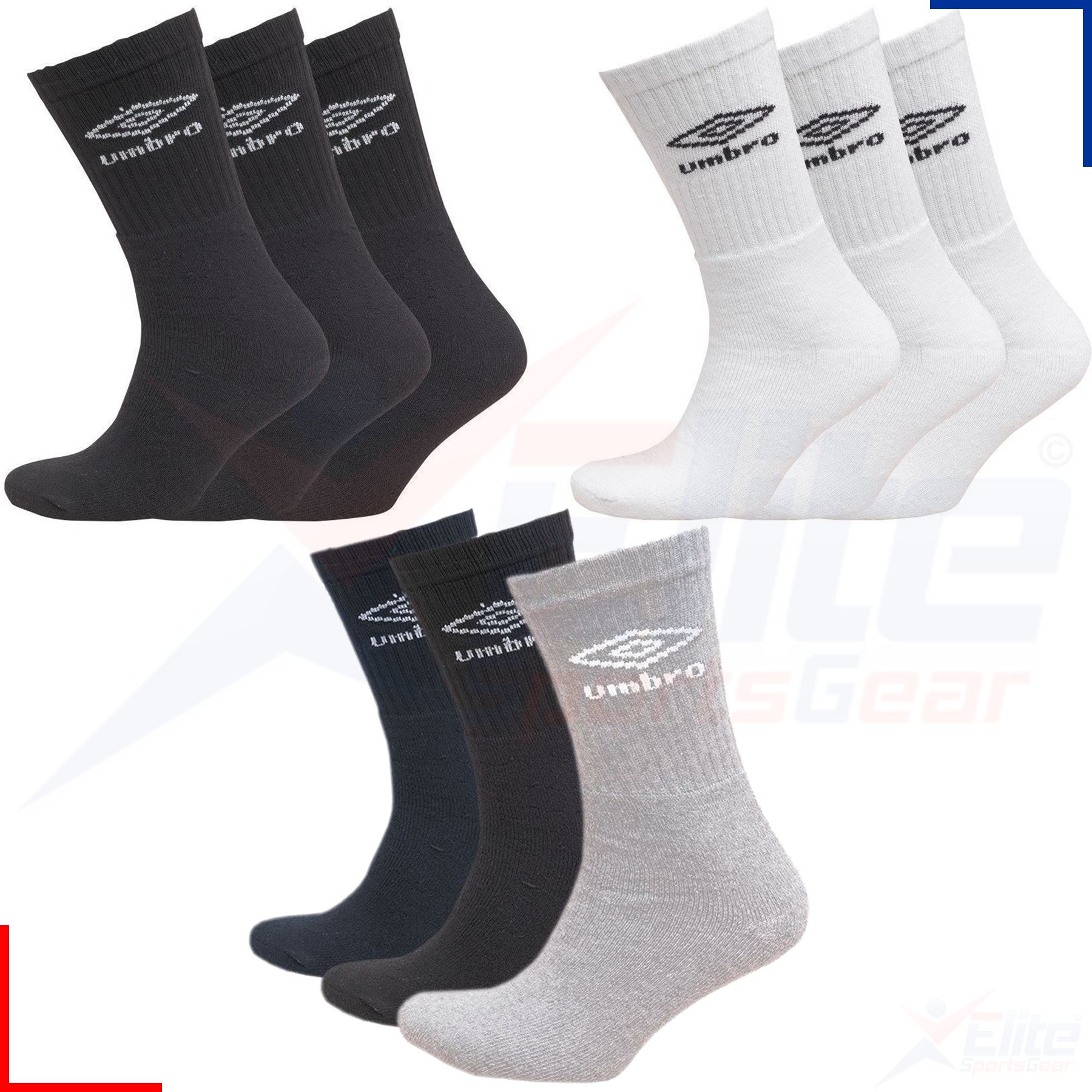 UMBRO Men's Sports Trainer Socks 3 Pairs Assorted Colours Size 611 eBay