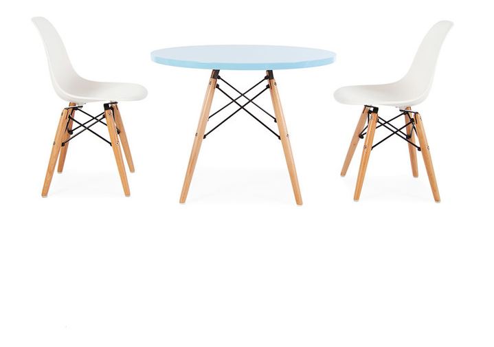 Child Kids Mmilo Eiffel Inspired Contemporary Table & set of 2 white