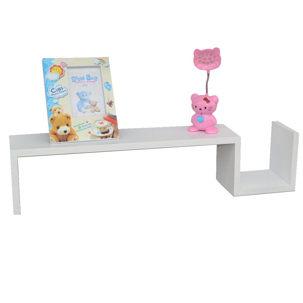 Two S Shaped High Gloss Floating Wall Shelves Units DVD CD BOOK Shelf