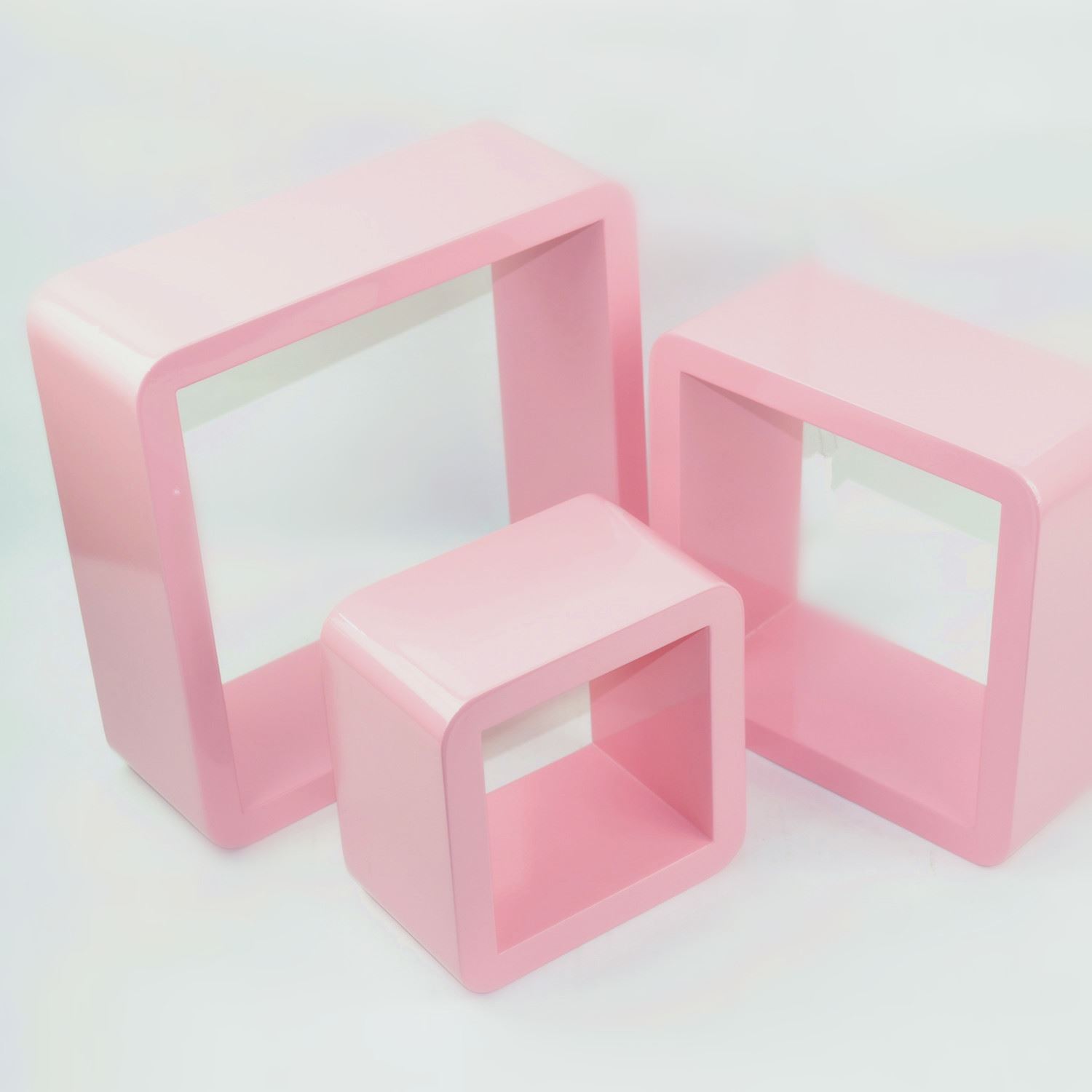 Cube Wall Shelves MDF Set of 3 pcs of shelf round corner floating
