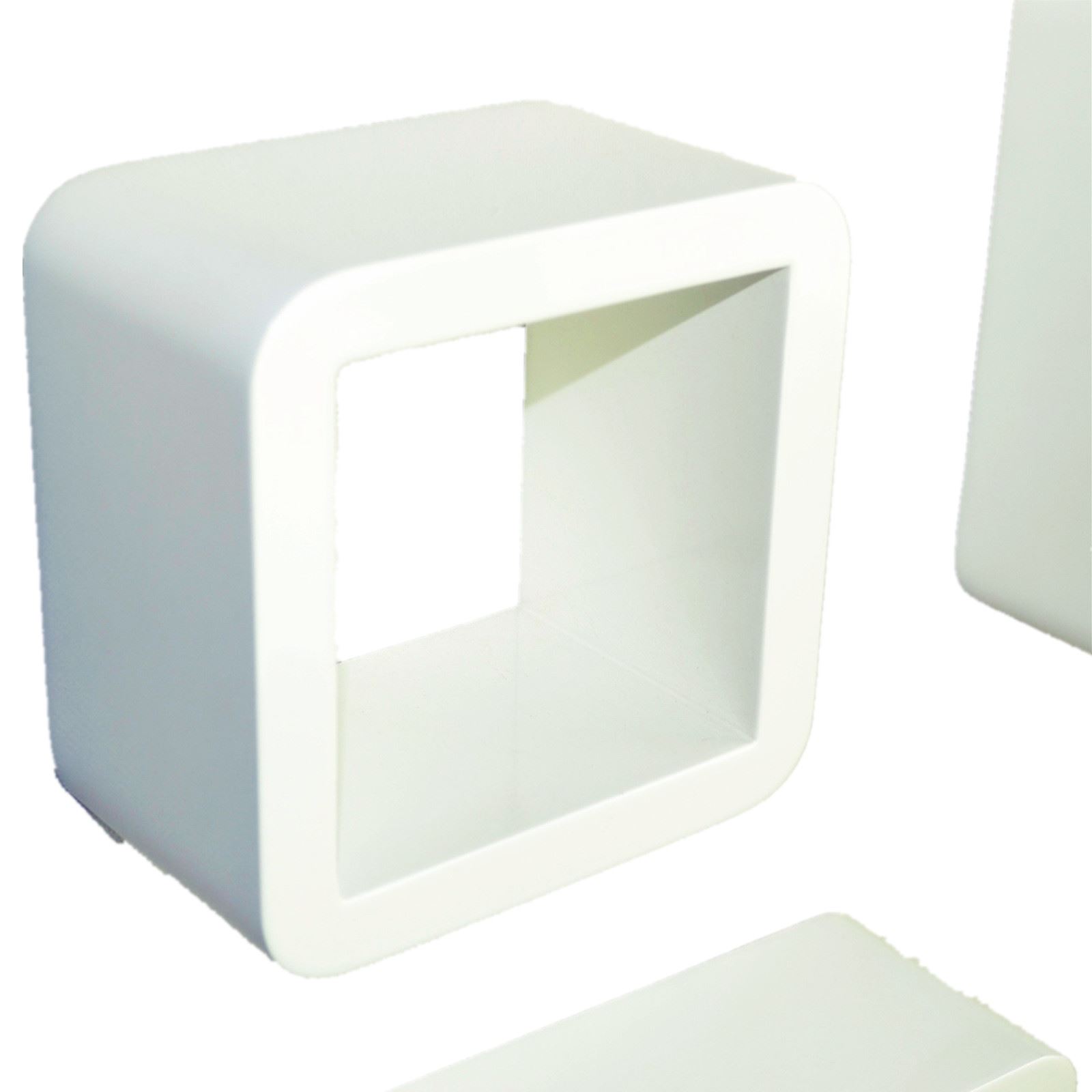 Details about Cube Wall Shelves MDF Set of 3 pcs of shelf round corner 