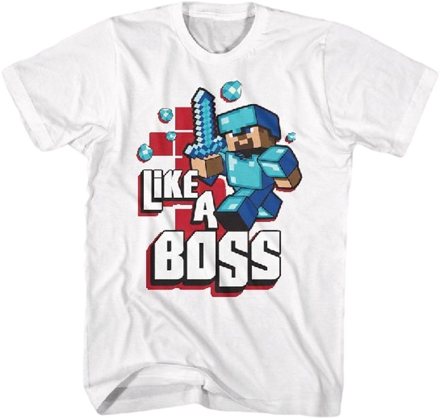Minecraft T Shirt Mine Craft Tshirt Official Like A Boss Youth 5 6 | eBay