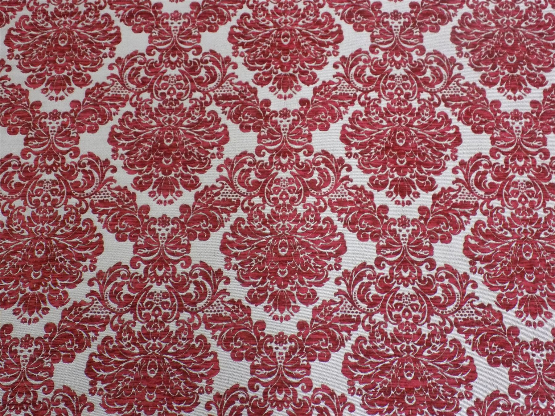 Damask Chenille Burgundy Red Fabric Material *3 Sizes* eBay
