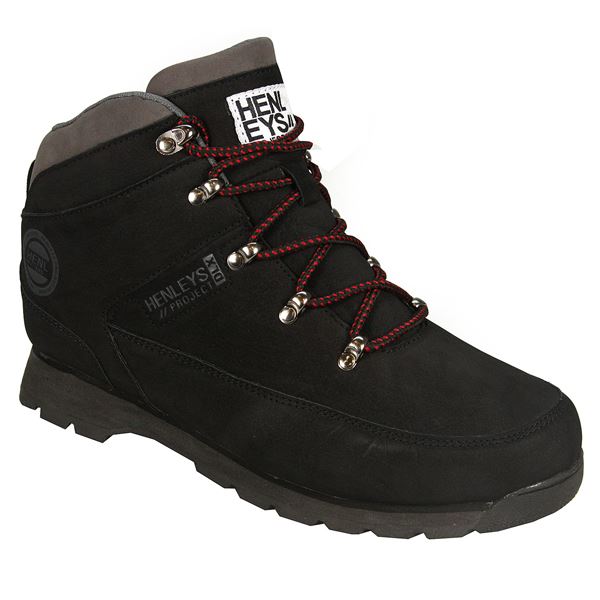 HENLEYS NUBUCK MENS BLACK HIKER BOOTS