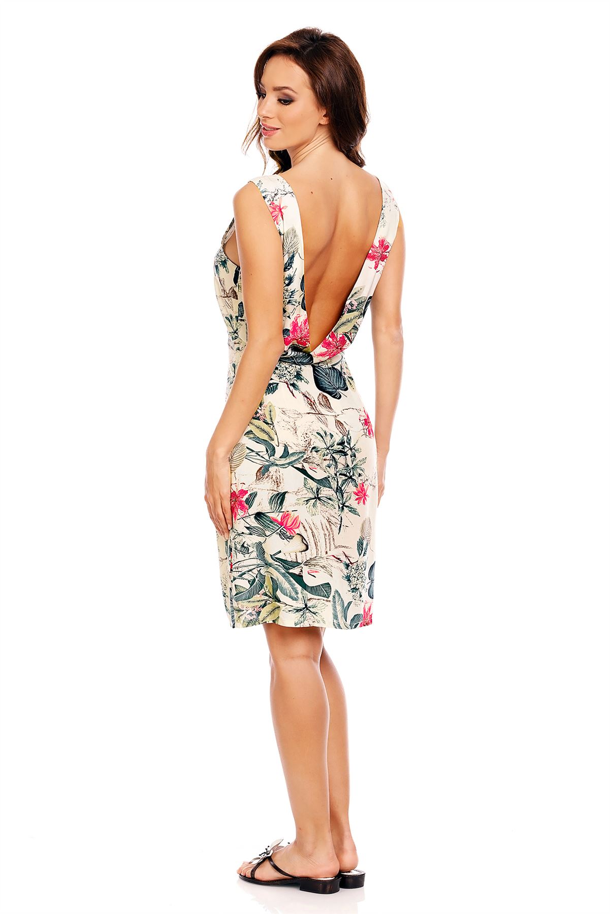 Womens Cotton Casual Backless Floral Short Summer Beach Party Skater