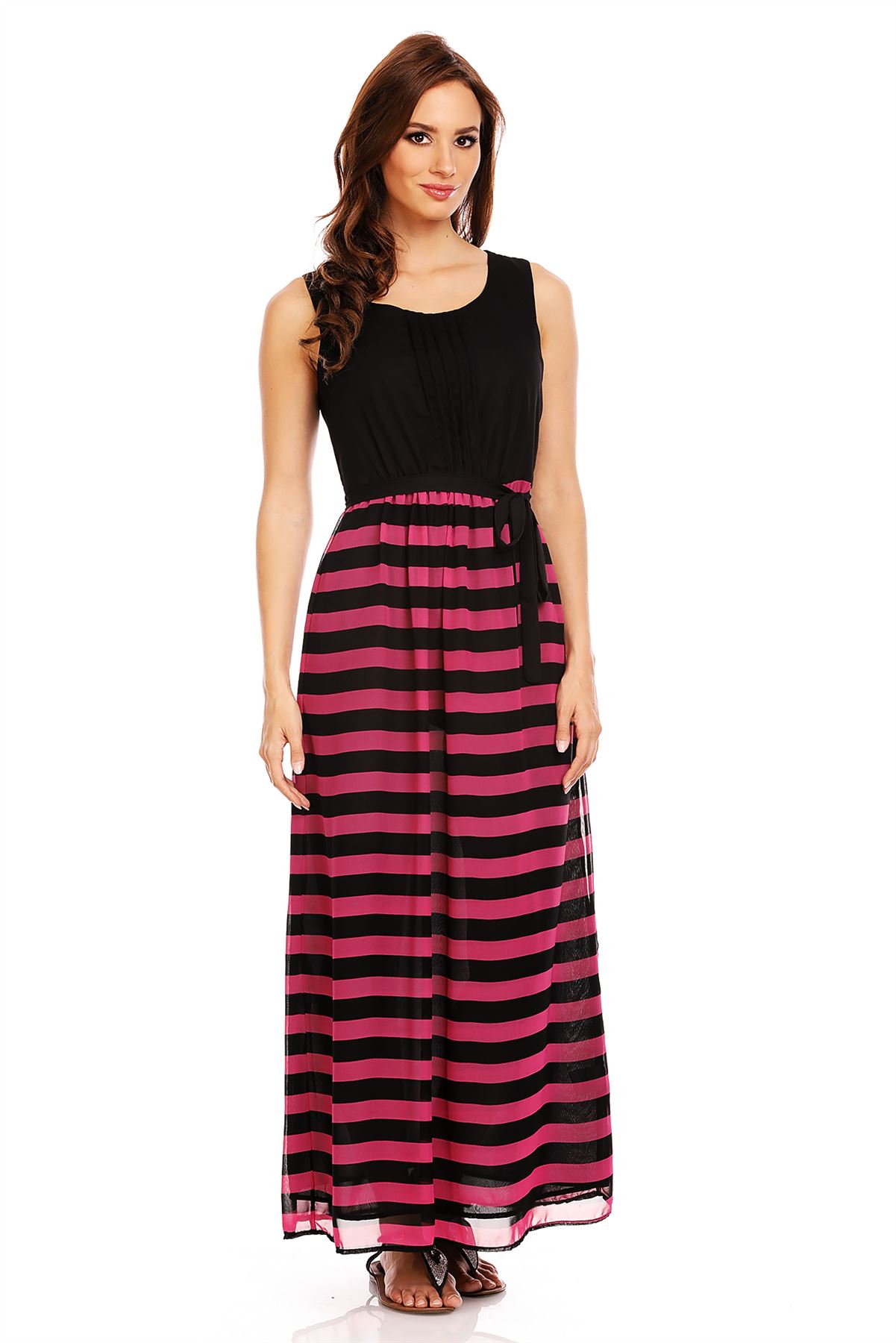 Womens Striped Floral Beach Evening Long Maxi Summer Day Dress Plus