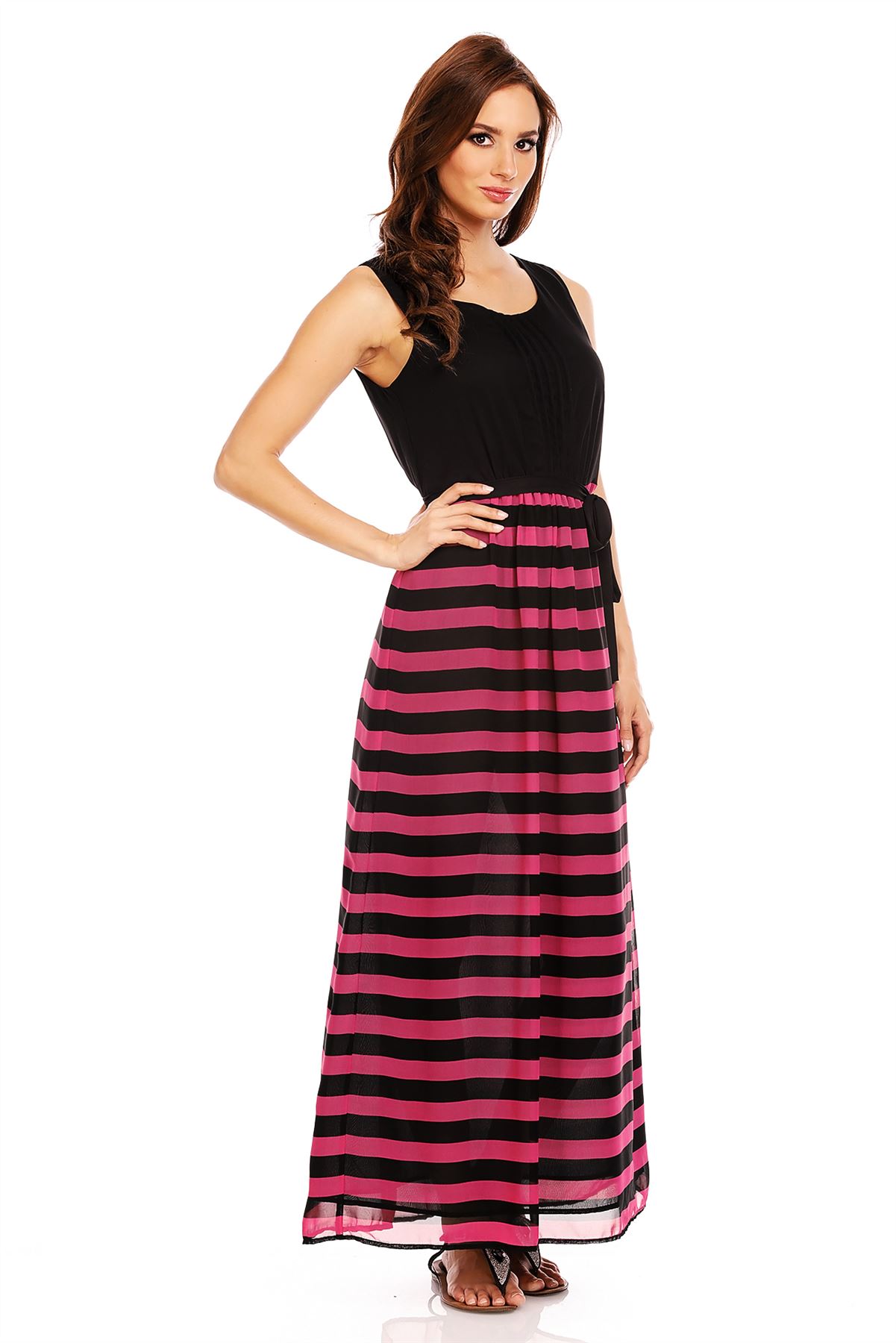 Womens Striped Floral Beach Evening Long Maxi Summer Day Dress Plus