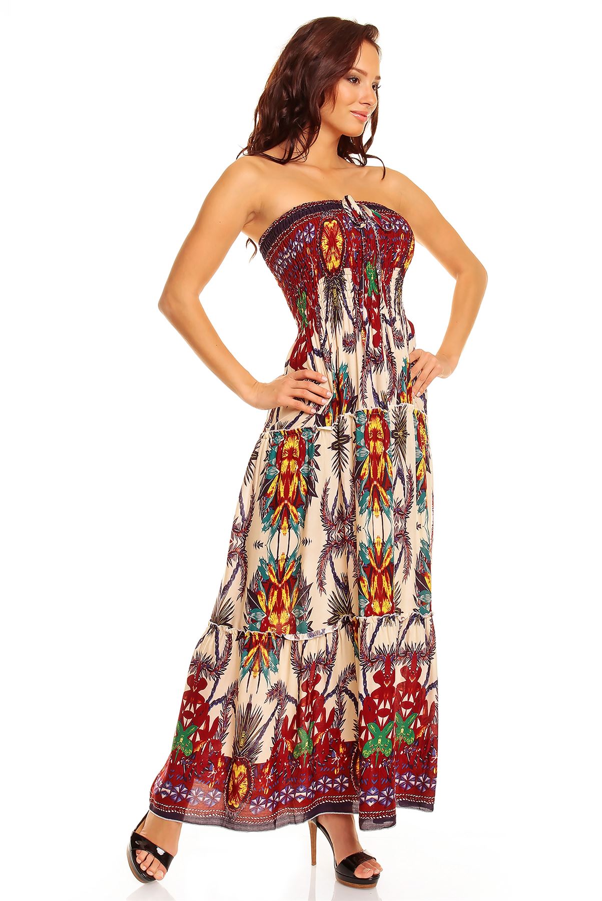 Ladies Floral Pattern Print Summer Beach Casual Holiday Maxi Day Dress UK 8 - 22 | eBay