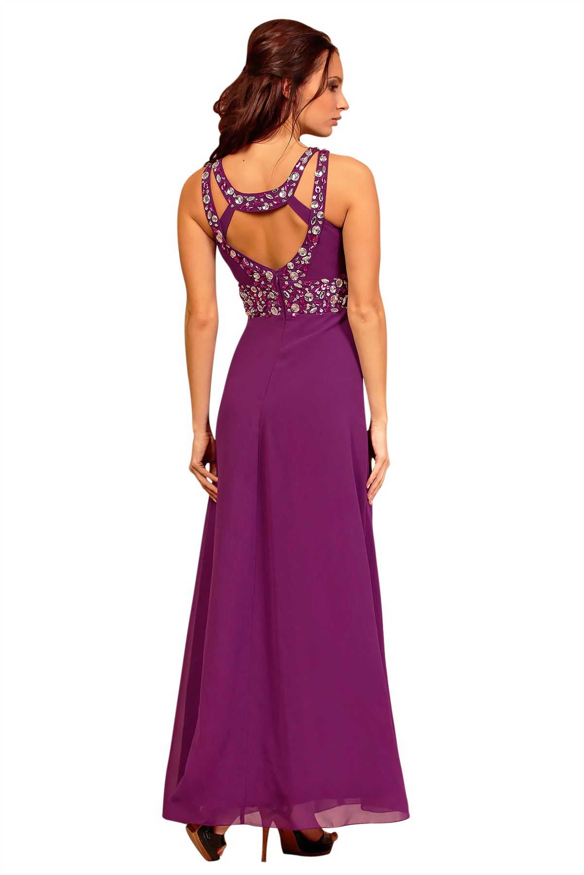 Formal Long Ball Gown Party Prom Beaded Bridesmaid Evening Dress Size