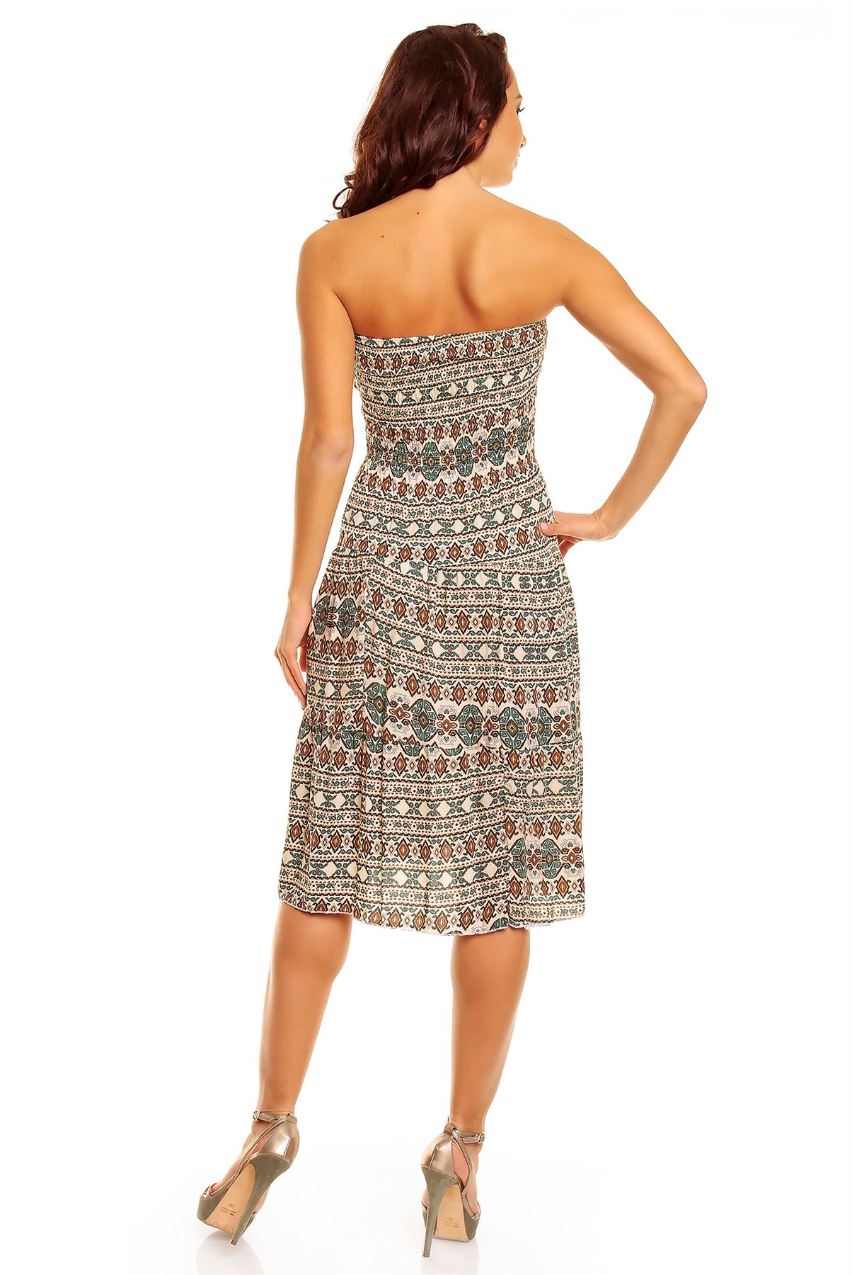 Ladies Floral Pattern Print Summer Beach Holiday Midi Knee Day Dress UK 8 - 22 | eBay