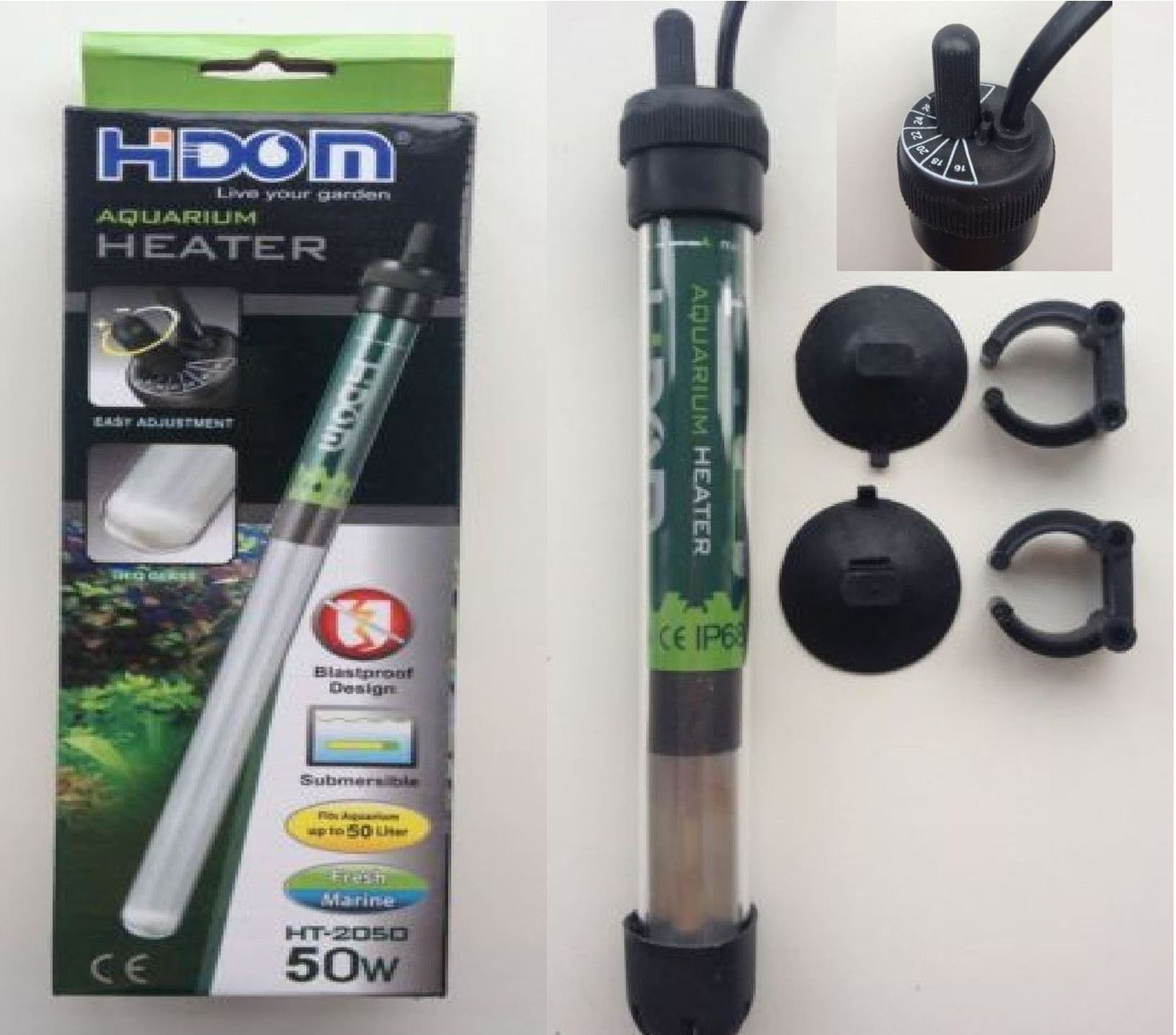 Hidom Submersible Tropical Fish Tank Aquarium Heater Thermostat 50/75