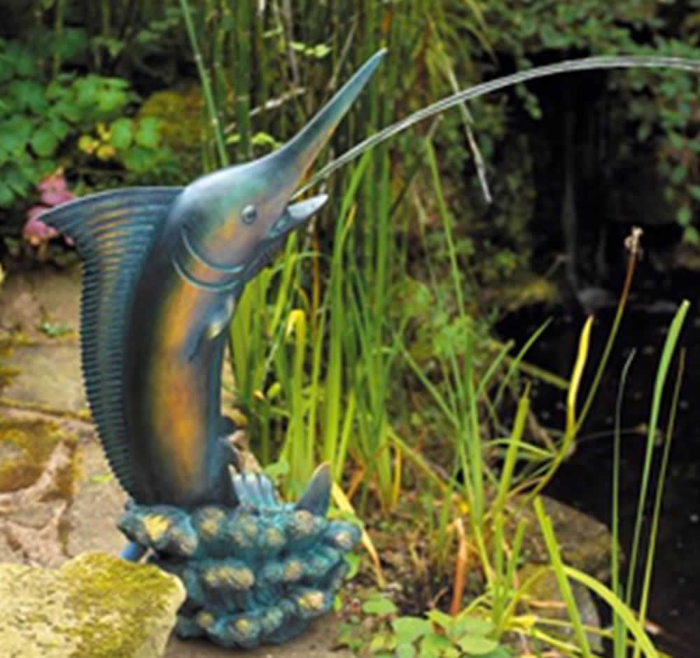 Bermuda Swordfish Tower Spitter Ornament Garden Friends Pond Water