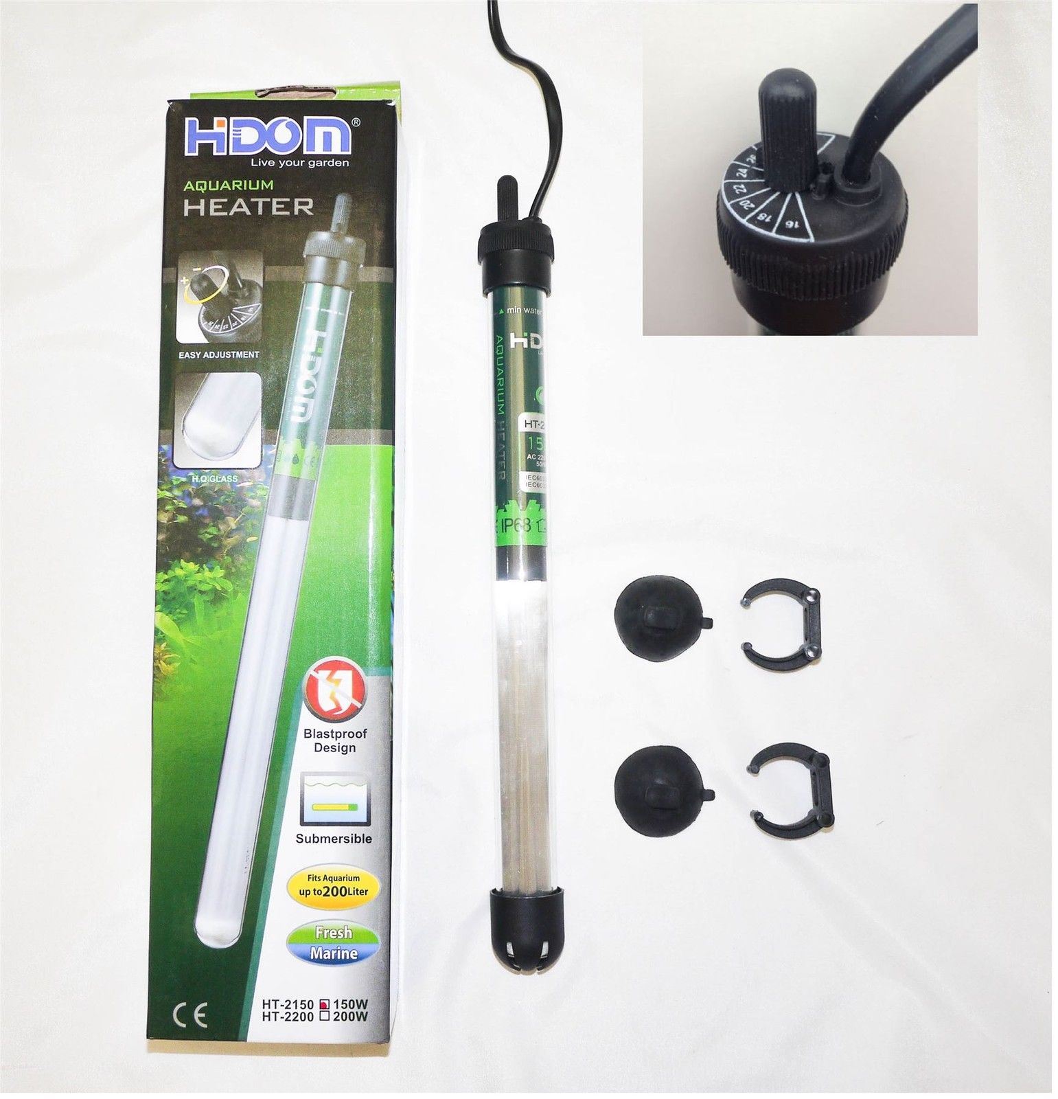 Hidom Submersible Tropical Fish Tank Aquarium Heater Thermostat 50/75