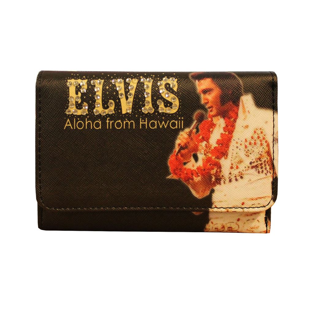 Womens Elvis Presley Diamante Aloha From Hawai Vintage Faux Leather