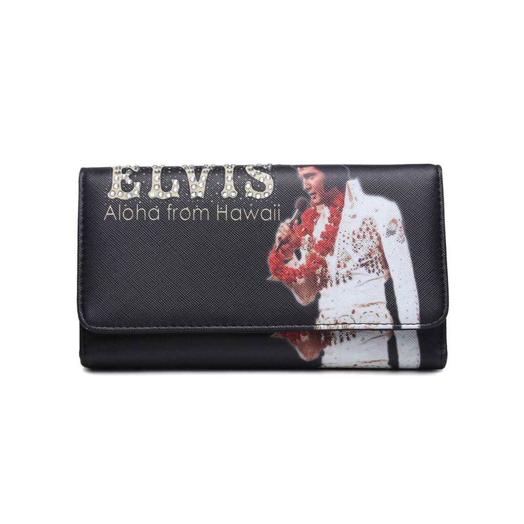 Womens Elvis Presley Aloha From Hawai Diamante Faux Leather Large Purse