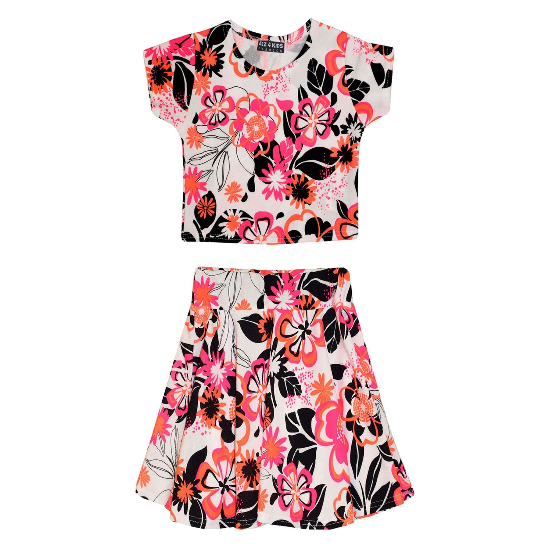 Kids Girls Floral Tropical Stylish Crop Top & Fashion ...