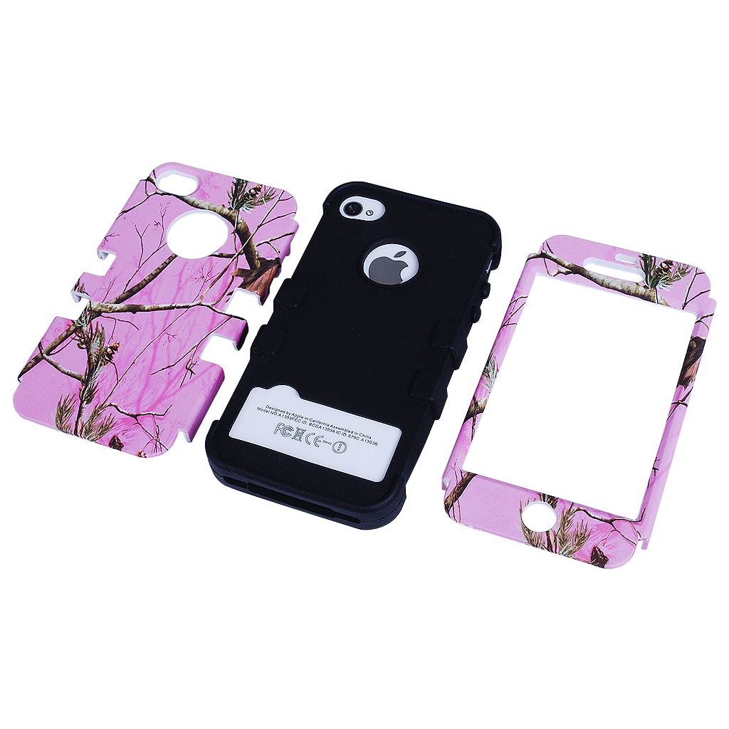 Rugged Matte Mossy Oak Real Tree Camo Hybrid Case Cover for iPhone 44s